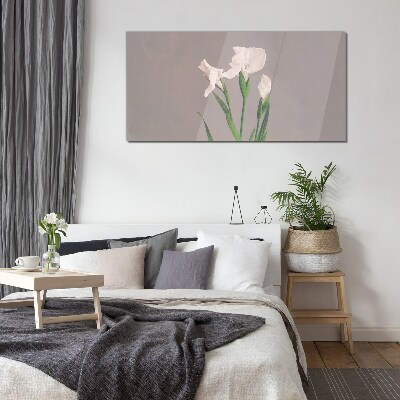 Flowers on a gray background Glass Print