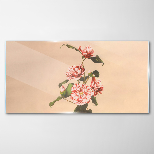Floral motif in delicate shades Glass Print