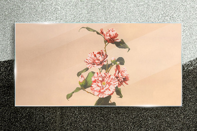 Floral motif in delicate shades Glass Print