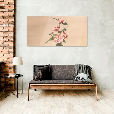 Floral motif in delicate shades Glass Print