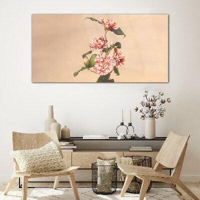 Floral motif in delicate shades Glass Print