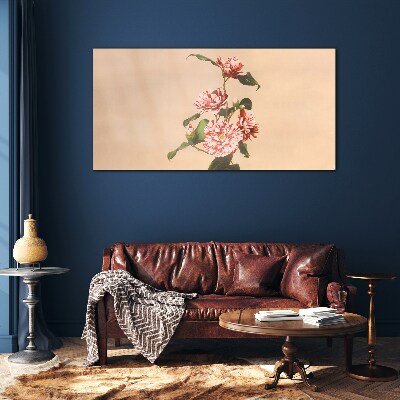 Floral motif in delicate shades Glass Print