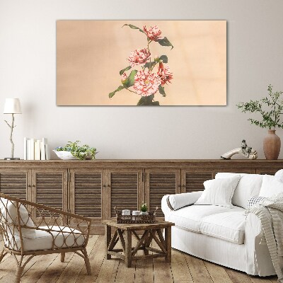 Floral motif in delicate shades Glass Print