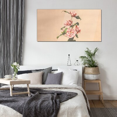 Floral motif in delicate shades Glass Print
