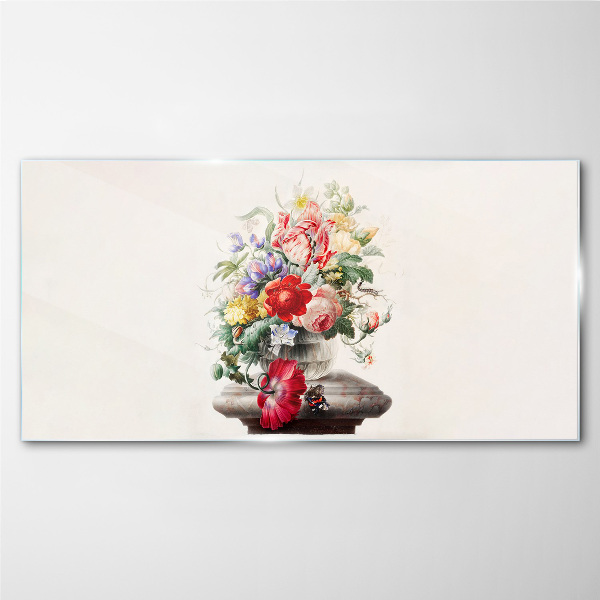 Floral arrangement in a vase Glass Print