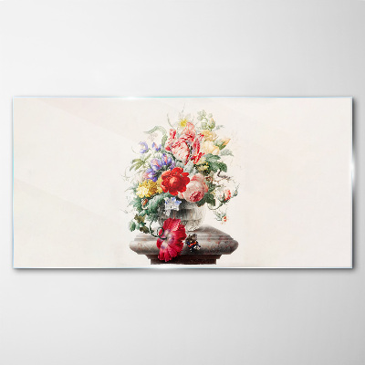 Floral arrangement in a vase Glass Print