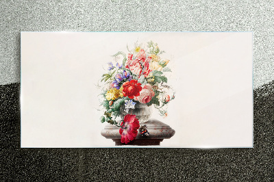 Floral arrangement in a vase Glass Print