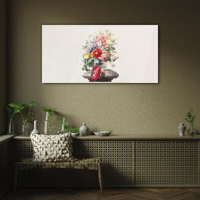 Floral arrangement in a vase Glass Print
