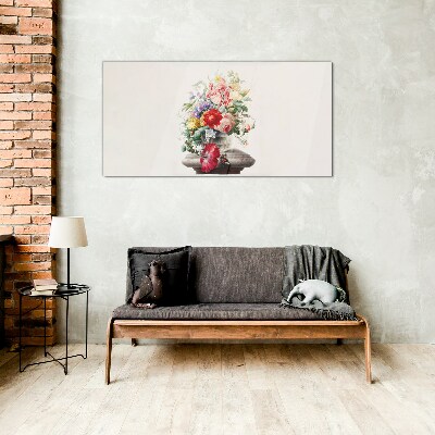 Floral arrangement in a vase Glass Print