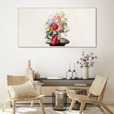 Floral arrangement in a vase Glass Print