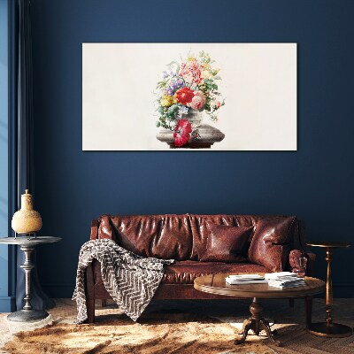 Floral arrangement in a vase Glass Print