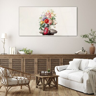 Floral arrangement in a vase Glass Print