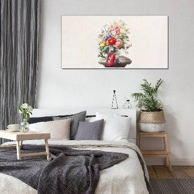 Floral arrangement in a vase Glass Print