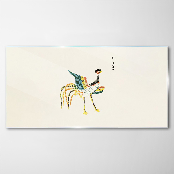 Colorful bird on the background Glass Print