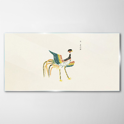 Colorful bird on the background Glass Print