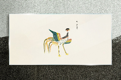 Colorful bird on the background Glass Print