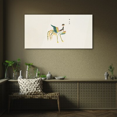 Colorful bird on the background Glass Print