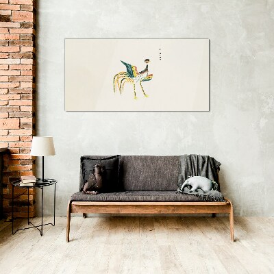 Colorful bird on the background Glass Print