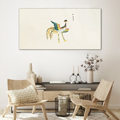 Colorful bird on the background Glass Print