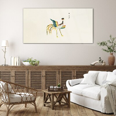 Colorful bird on the background Glass Print