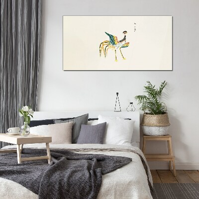 Colorful bird on the background Glass Print