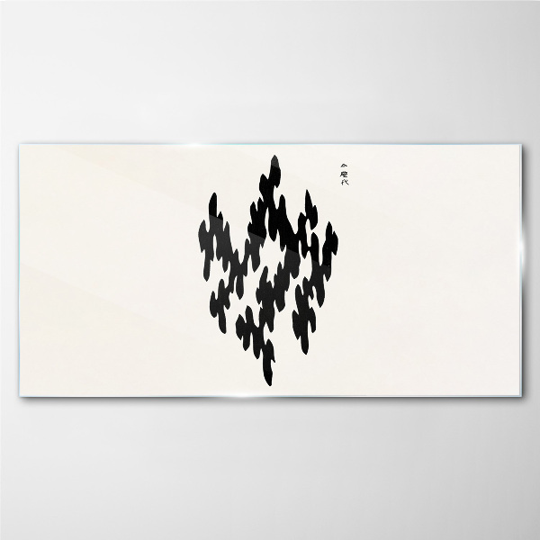 Black figures on a white background Glass Print