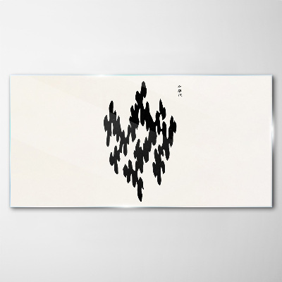 Black figures on a white background Glass Print