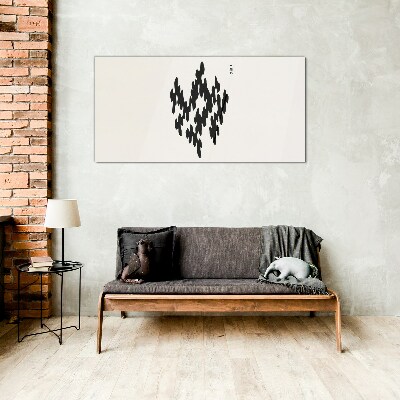 Black figures on a white background Glass Print