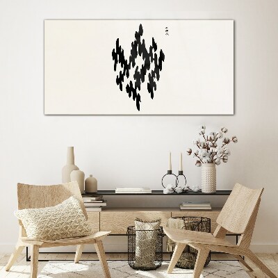 Black figures on a white background Glass Print