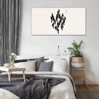 Black figures on a white background Glass Print