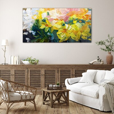 Abstract flowers Glass Wall Art