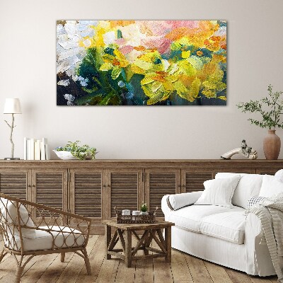 Spring flowers in intense colors Glass Wall Art