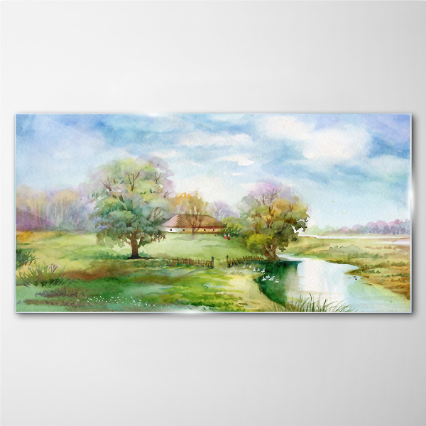 Village tree sky Glass Print