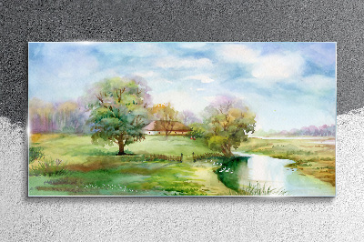 Village tree sky Glass Print