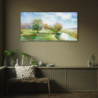 Village tree sky Glass Print