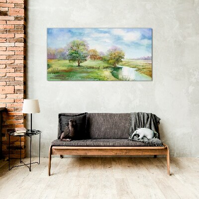 Village tree sky Glass Print