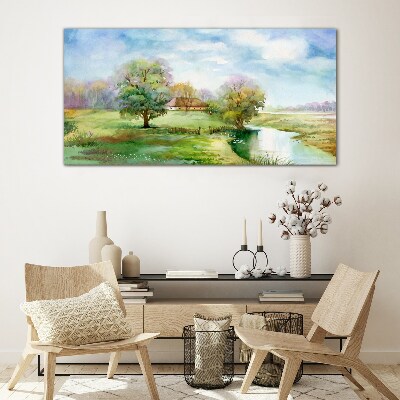 A peaceful rural landscape Glass Print
