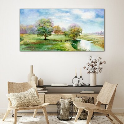 Village tree sky Glass Print