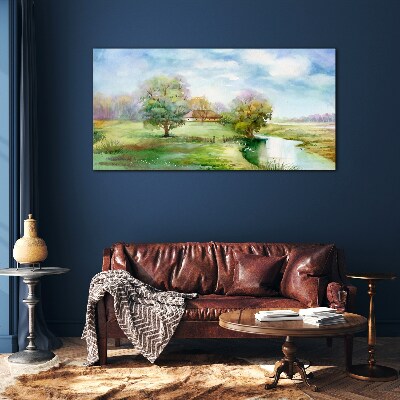 Village tree sky Glass Print