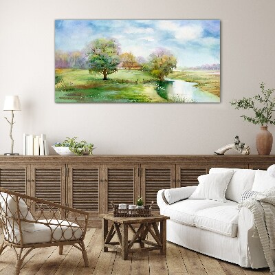 Village tree sky Glass Print