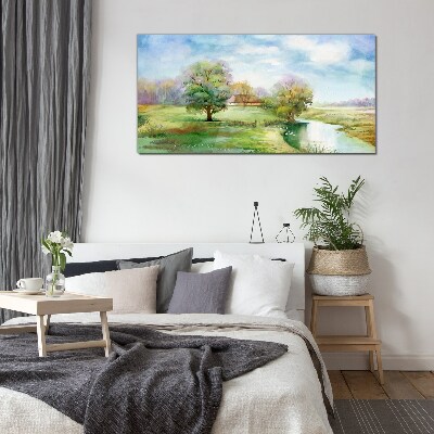 Village tree sky Glass Print