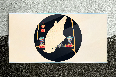 Fish Harmony on a Moonlit Night Glass Print