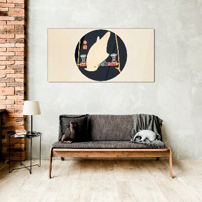 Fish Harmony on a Moonlit Night Glass Print