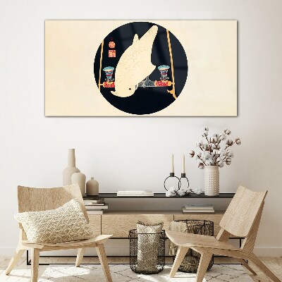 Fish Harmony on a Moonlit Night Glass Print