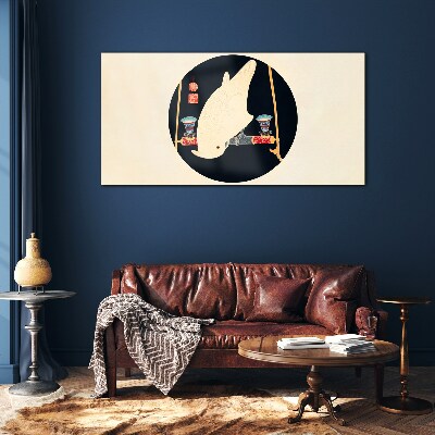 Fish Harmony on a Moonlit Night Glass Print