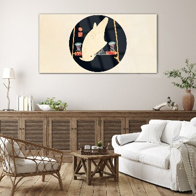 Fish Harmony on a Moonlit Night Glass Print