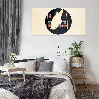 Fish Harmony on a Moonlit Night Glass Print