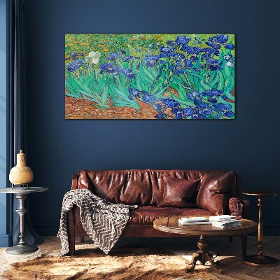 Irises in Bloom Glass Print