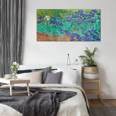 Irises in Bloom Glass Print