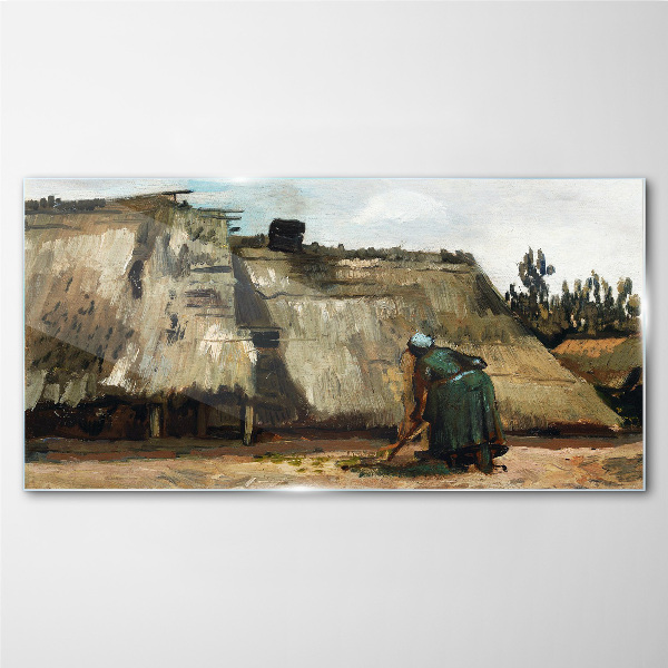 Working in the field Glass Print
